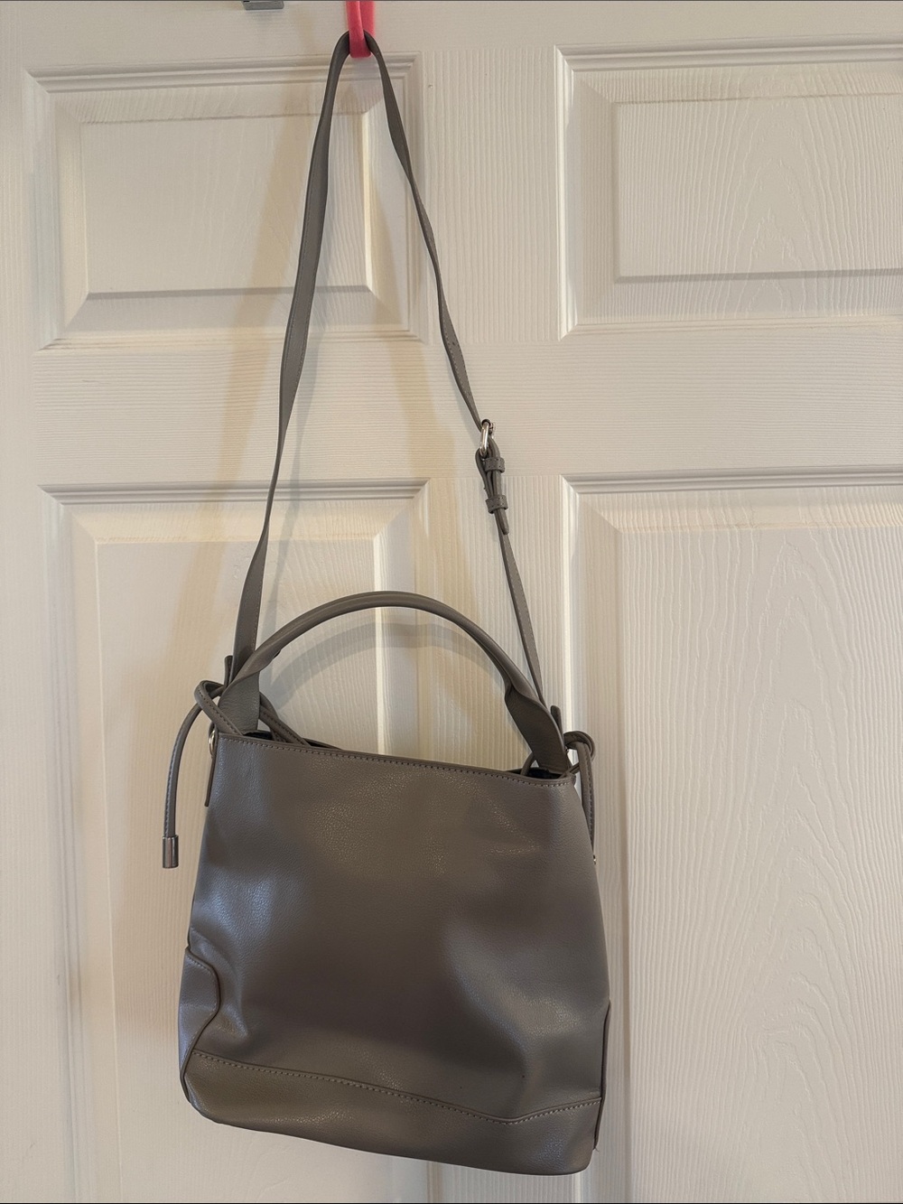 Zara Grayish beige Leather Shoulder Bag
